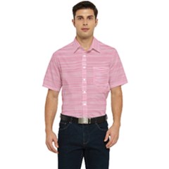 Pink Knitted Pattern Men s Short Sleeve Pocket Shirt  by goljakoff