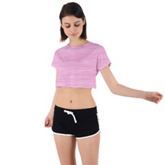 Pink Knitted Pattern Tie Back Short Sleeve Crop Tee by goljakoff