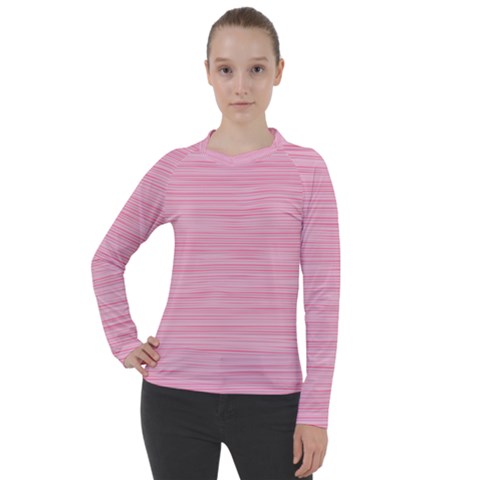Pink Knitted Pattern Women s Pique Long Sleeve Tee by goljakoff