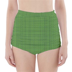 Green Knitted Pattern High-waisted Bikini Bottoms by goljakoff