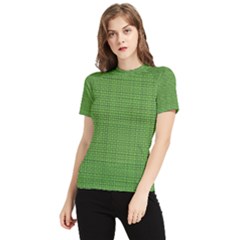 Green Knitted Pattern Women s Short Sleeve Rash Guard by goljakoff