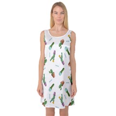 Cacti In Pots Sleeveless Satin Nightdress by SychEva