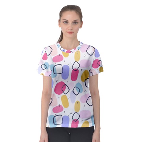 Watercolor Circles  Abstract Watercolor Women s Sport Mesh Tee by SychEva