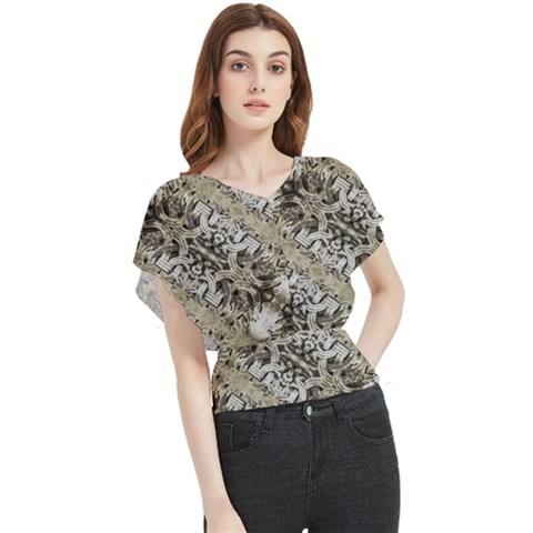 Vintage Ornate Interlace Pattern Butterfly Chiffon Blouse by dflcprintsclothing