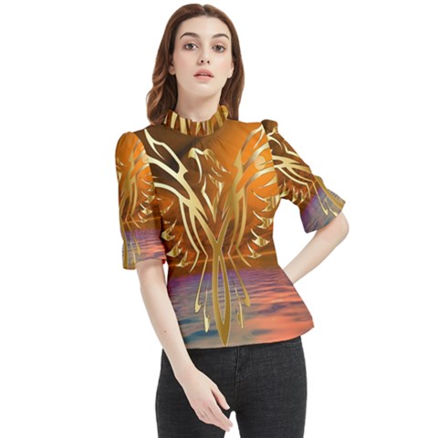 Pheonix Rising Frill Neck Blouse by icarusismartdesigns