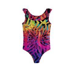 Abstract Jungle Kids  Frill Swimsuit by icarusismartdesigns