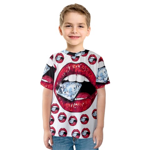 Lips Diamonds Cbdoilprincess  Df7357df-b45a-476d-b5b0-d19665f6de3f Kids  Sport Mesh Tee by CBDOilPrincess1