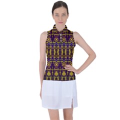 Fancy Ornate Pattern Mosaic Print Women s Sleeveless Polo Tee by dflcprintsclothing