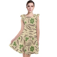 Folk Floral Pattern  Abstract Flowers Print  Seamless Pattern Tie Up Tunic Dress by Eskimos