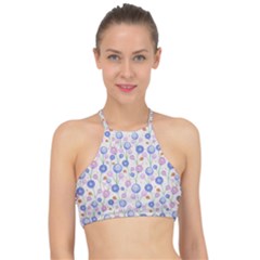 Watercolor Dandelions Racer Front Bikini Top by SychEva
