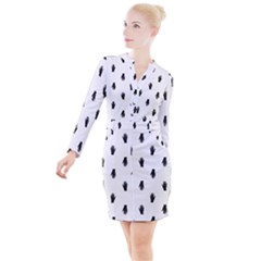 Vampire Hand Motif Graphic Print Pattern Button Long Sleeve Dress by dflcprintsclothing