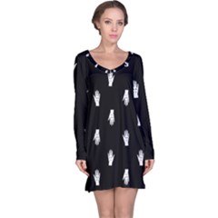 Vampire Hand Motif Graphic Print Pattern 2 Long Sleeve Nightdress by dflcprintsclothing