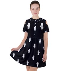 Vampire Hand Motif Graphic Print Pattern 2 Short Sleeve Shoulder Cut Out Dress  by dflcprintsclothing