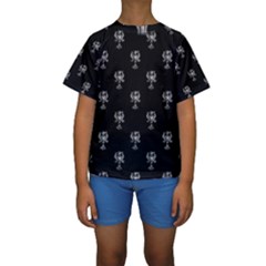 Ancient Greek Artwork Motif Pattern Kids  Short Sleeve Swimwear by dflcprintsclothing
