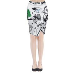 Skater-underground Midi Wrap Pencil Skirt by PollyParadise