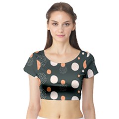 Black Peach White  Short Sleeve Crop Top by Sobalvarro