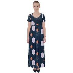 Black Peach White  High Waist Short Sleeve Maxi Dress by Sobalvarro