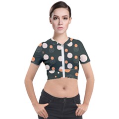Black Peach White  Short Sleeve Cropped Jacket by Sobalvarro