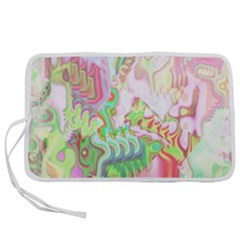 Boho Hippie Trippy Psychedelic Abstract Hot Pink Lime Green Pen Storage Case (l) by CrypticFragmentsDesign
