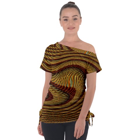 Golden Sands Off Shoulder Tie-up Tee by LW41021