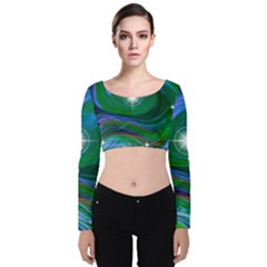 Night Sky Velvet Long Sleeve Crop Top by LW41021