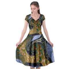 Sea Of Wonder Cap Sleeve Wrap Front Dress by LW41021