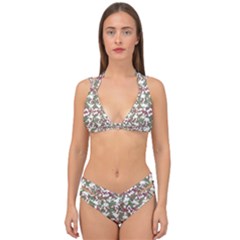 Multicolored Texture Print Pattern Double Strap Halter Bikini Set by dflcprintsclothing