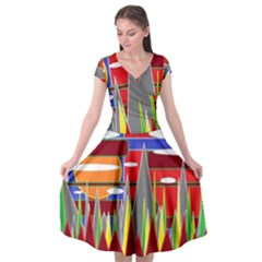 Forrest Sunset Cap Sleeve Wrap Front Dress by LW323