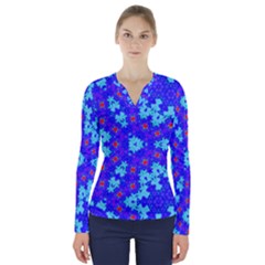 Blueberry V-neck Long Sleeve Top by LW323