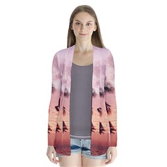 Palm Trees Drape Collar Cardigan by LW323