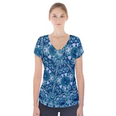 Blue Heavens Short Sleeve Front Detail Top by LW323