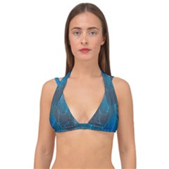 Feathery Blue Double Strap Halter Bikini Top by LW323