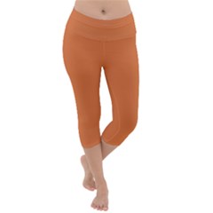 Amber Glow Lightweight Velour Capri Yoga Leggings by FabChoice