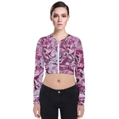 Dusty Pink Marbling Long Sleeve Zip Up Bomber Jacket by kaleidomarblingart