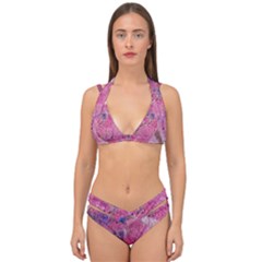 Pink Feathers Double Strap Halter Bikini Set by kaleidomarblingart
