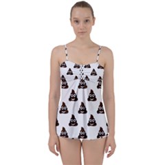 Happy Poo Pattern, Funny Emoji, Emoticon Theme, Vector Babydoll Tankini Set by Casemiro