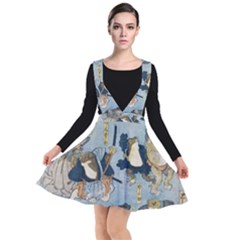 Famous Heroes Of The Kabuki Stage Played By Frogs  Plunge Pinafore Dress by Sobalvarro