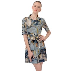 Famous Heroes Of The Kabuki Stage Played By Frogs  Belted Shirt Dress by Sobalvarro