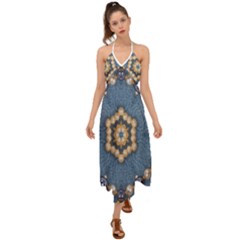 Denimpearls Halter Tie Back Dress  by LW323