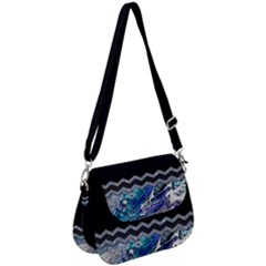 Blue Ocean Minimal Liquid Painting Saddle Handbag by gloriasanchez