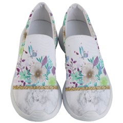 Minimal Gold Floral Marble Women s Lightweight Slip Ons by gloriasanchez