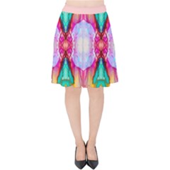 Colorful Abstract Painting E Velvet High Waist Skirt by gloriasanchez