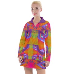 Glitch Futuristic Punk  Women s Long Sleeve Casual Dress by gloriasanchez