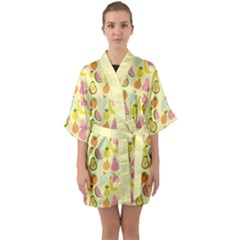Tropical Fruits Pattern  Half Sleeve Satin Kimono  by gloriasanchez
