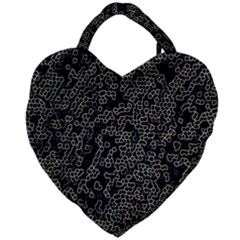 Neon Geometric Pattern Design Giant Heart Shaped Tote by dflcprintsclothing