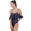 Neon Geometric Pattern Design Drape Piece Swimsuit View1