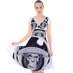 Spacemonkey Cap Sleeve Front Wrap Midi Dress by goljakoff