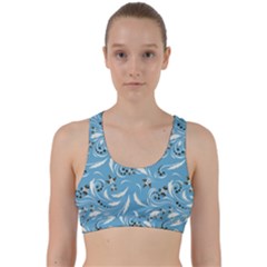 Folk Flowers Art Pattern Floral Abstract Surface Design  Seamless Pattern Back Weave Sports Bra by Eskimos