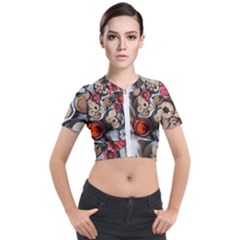 Cookies & Tea Tray  Short Sleeve Cropped Jacket by Incredible