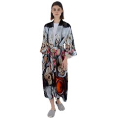 Cookies & Tea Tray  Maxi Satin Kimono by Incredible